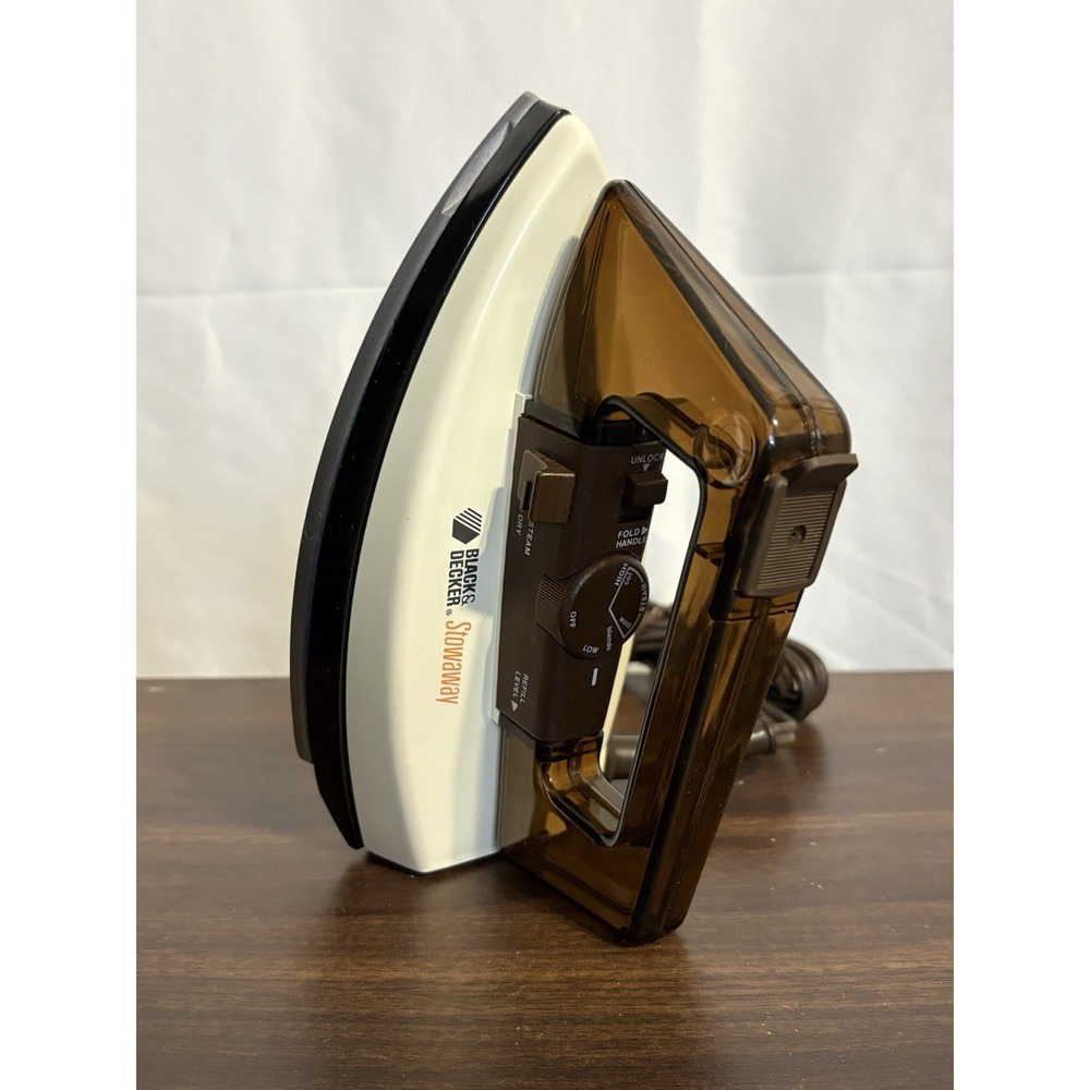 VintageBLACK+DECKER Stowaway Corded Adjustable Steam Iron, Steam, Folding Handle